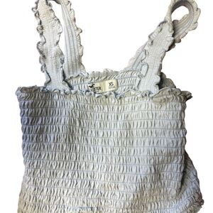 Hollister Blue Ruffle Strap Smocked Top